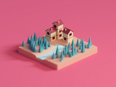 Color study #1 3d b3d blender color isometric low poly lowpoly study