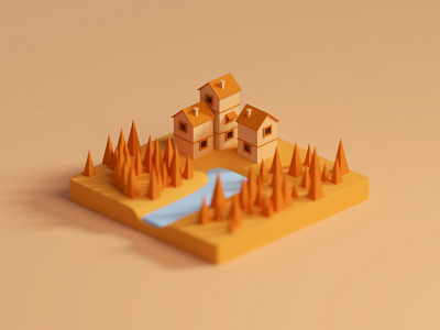 Color study #2 3d b3d blender color isometric low poly lowpoly render study