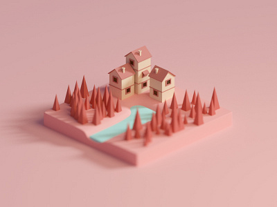 Color study #3 3d b3d blender color isometric low poly lowpoly render study