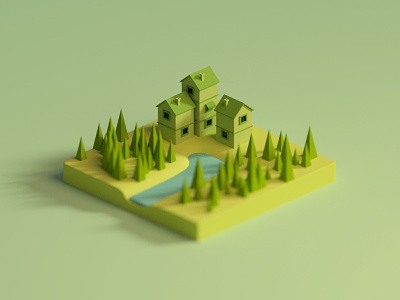 Color study #4 3d b3d blender color isometric low poly lowpoly render study