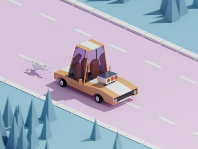 30 Days of Poly Day #2 b3d blender car days of poly isometric low poly render