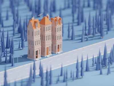 30 Days of Poly Day #3 b3d blender buildings days of poly houses isometric low poly render