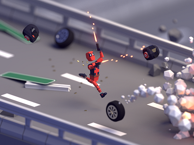 30 Days of Poly Day #8 b3d blender days of poly deadpool isometric low poly marvel maximum effort pool render