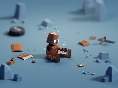 30 Days of Poly Day #10 b3d beauty blender broken days of poly isometric low poly render robot