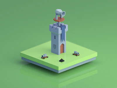 Castle Tower | Color study b3d blender castle days of poly isometric low poly medieval miniature render tower