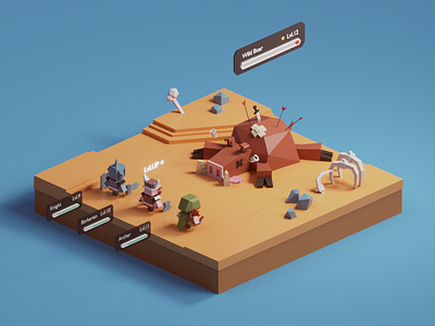 Fresh Meat b3d blender classic fantasy final fantasy game isometric low poly nes party render rpg