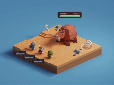 Fresh Meat Animation b3d blender classic fantasy final fantasy game isometric low poly nes party render rpg
