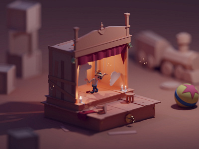 Abandoned abandoned b3d blender isometric low poly pinocchio puppet render toys