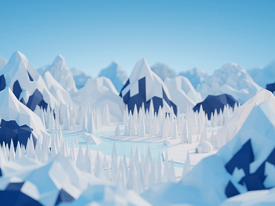 Igloo Illustration b3d blender glacier ice igloo isometric low poly mountains render