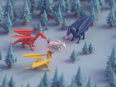 The little white dragon b3d blender book children dragons fantasy isometric low poly render story