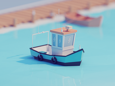 Low poly fishing boat