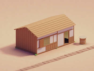 Miss Hokusai architecture architecture b3d blender isometric japanese low poly miss hokusai render