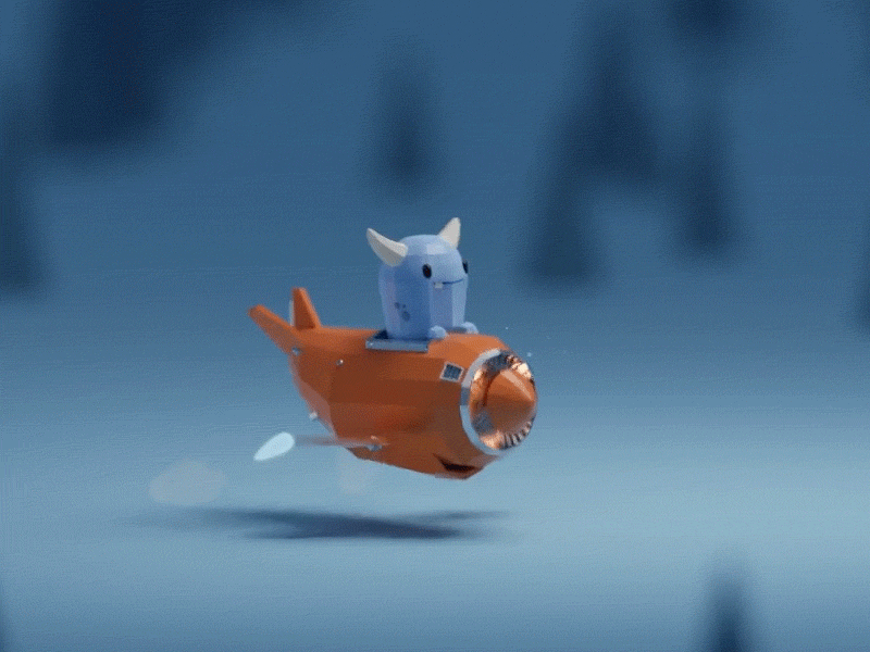 On the Road to Nowhere (animated) airplane animation b3d blender cute happy isometric low poly monster render