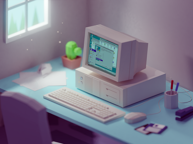 90s work desk by Mohamed Chahin on Dribbble