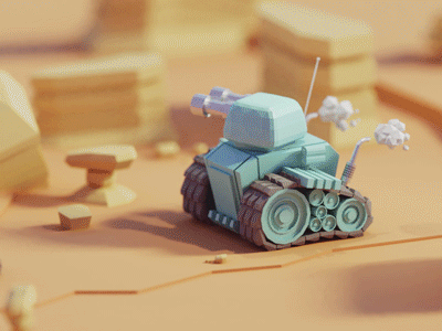 Finn the tank (isometric view) adventure animation b3d blender cute finn isometric low poly maximus render tank war