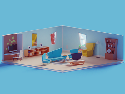 Low poly living room