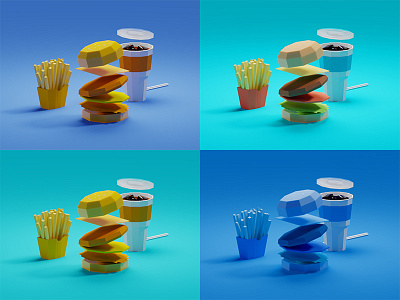 Color study / Burgers b3d blender burgers colors fast food illustration isometric low poly render study