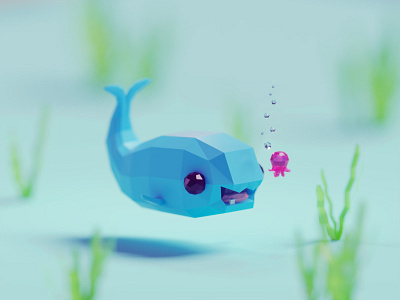 Say Hello to Barry b3d baby barry blender cute illustration isometric low poly render whale