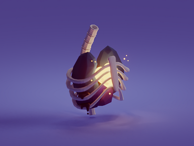 What's inside (darker version) b3d blender body heart illustration isometric light low poly lungs organs render