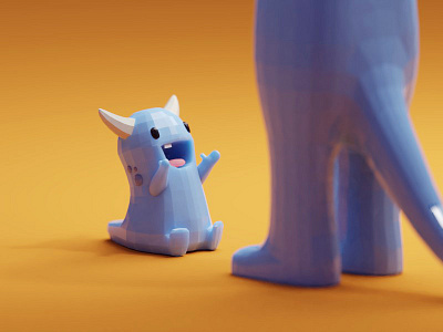 Hug! b3d blender cute hug illustration isometric low poly monster render