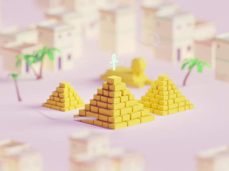 Low poly pyramids pharaos pyramids egypt illustration b3d blender render isometric low poly