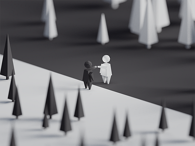 Opposites (WIP) b3d blender contrast illustration isometric low poly render yin yang