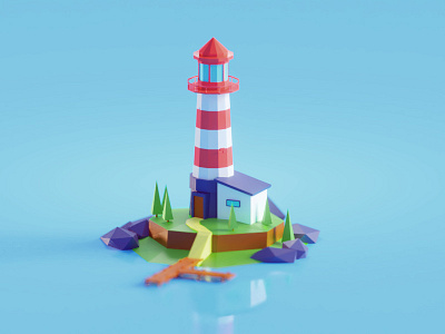 Low poly Lighthouse b3d blender illustration isometric lighthouse low poly pbr render textures