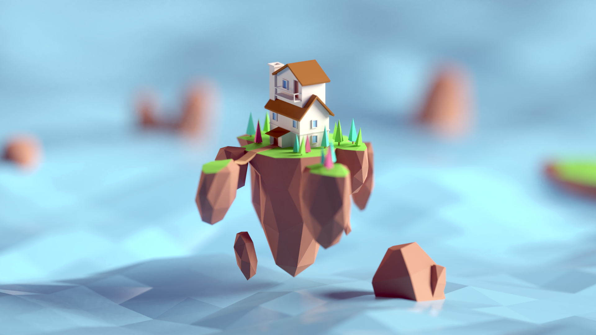 Поли 11. Лоу Поли 3д. Lowpoly остров. Low Poly остров. Остров 3д.