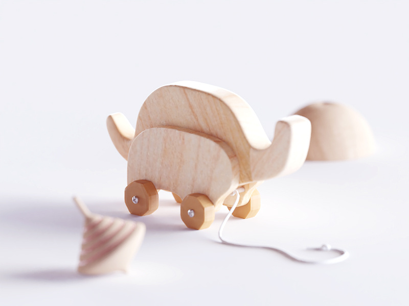 Wooden Elephant elephant toys wooden wood illustration b3d blender render isometric low poly