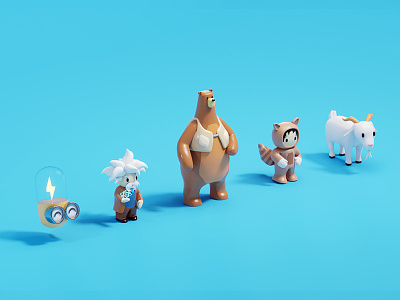 Account Spark and Salesforce Characters 3d accountspark b3d blender characters design illustration isometric salesforce