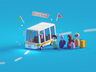 Bus render for Tano Interactive blender bus illustration isometric low poly render station tano