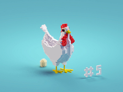 Voxeltober Day #5 b3d blender chicken egg isometric magicavoxel voxeltober