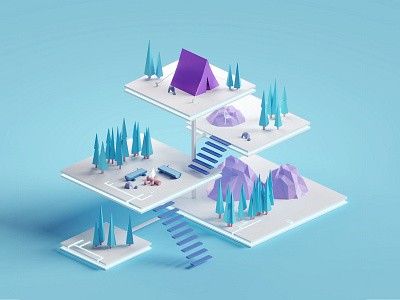 Crypto Camp Poster b3d blender camp crypto illustration isometric low poly lowpoly poster