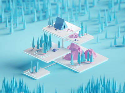 Crypto Camp (early test render) b3d blender camp crypto crypto camp illustration isometric low poly