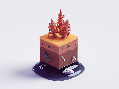 Hidden Layers b3d blender bones forest ground isometric layers lowpoly surface trees