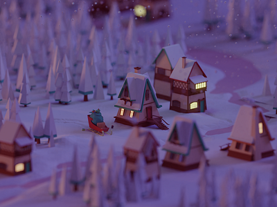 Christmas Competition 2018 # 2 (WIP) 3d b3d blender christmas illustration isometric low poly lowpoly snow village