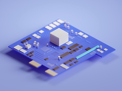 Random render b3d blender board chip chipboard computer design illustration isometric low poly