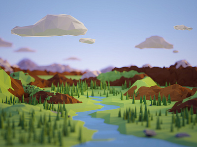 Low poly environments b3d blender isometric low poly