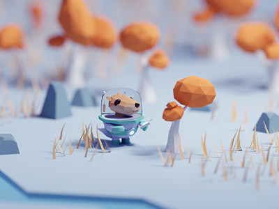 An Otter Planet Illustrations b3d blender game illustration isometria isometric low poly lowpoly otter planet space