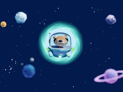 An Otter Planet Illustrations b3d blender game illustration isometric low poly lowpoly otter planet