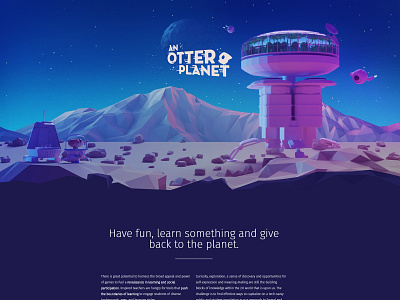 An Otter Planet Website Illustration b3d blender isometric low poly otter planet scifi space web website