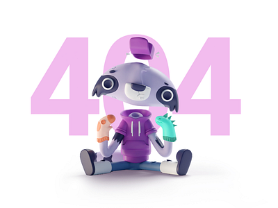 Daily UI #09 Illustration 404 b3d blender character orthographic racoon