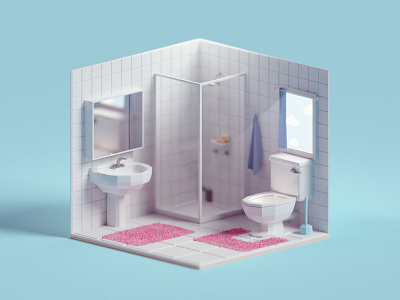 Quick Tiny Toilet Room b3d blender illustration isometric low poly toilet