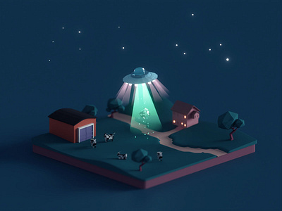 Abduction (2019) aliens b3d blender illustration isometric lowpoly wip