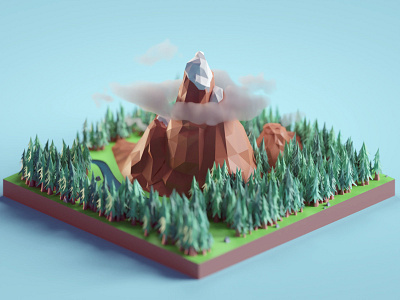 Lowpoly Mountains b3d blender illustration isometric landscape low poly mountains nature