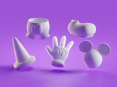 Mickey Items b3d blender disney fantasia illustration isometric items low poly mickey mickey mouse