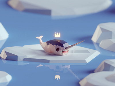 Narwhal render b3d blender cute isometric low poly render whale