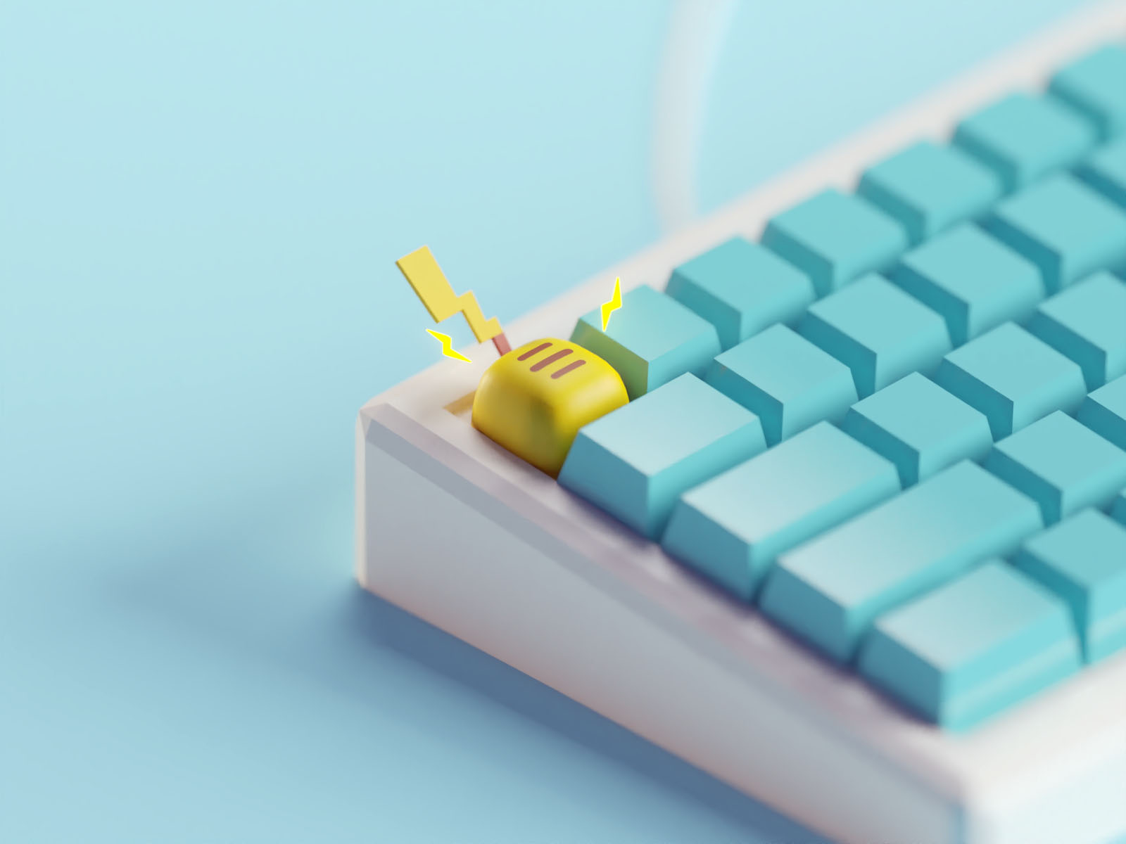 Pikachu keycap blender3d lowpoly keyboard keycap isometric b3d blender
