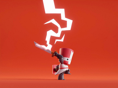 Red Knight b3d blender blender 3d castle crashers cute isometric knight lightning red