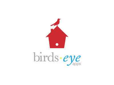 Birds Eye Apps Logo bird birds blue eye grey house logo red yellow